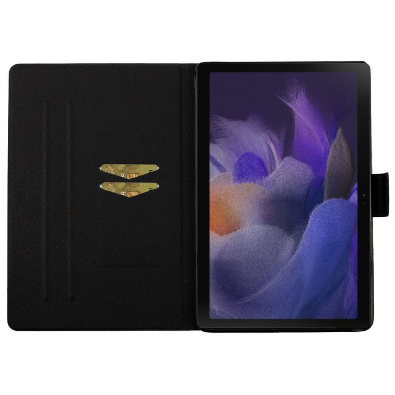 Leren Hoesje Samsung Galaxy Tab A8 (2021) Blauwe Kat En Vlinder Bescherming Hoesje