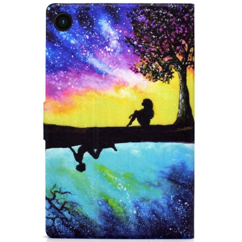 Leren Hoesje Samsung Galaxy Tab A8 (2021) Mijmerij Onder De Boom Bescherming Hoesje