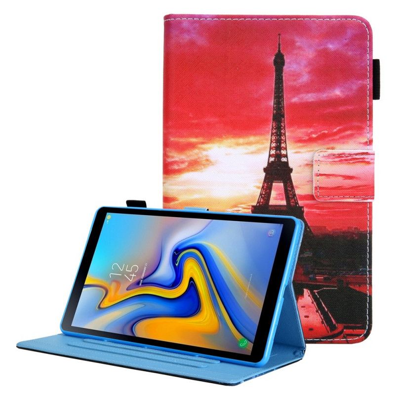 Leren Hoesje Voor Samsung Galaxy Tab A8 (2021) Zonsondergang Eiffeltoren