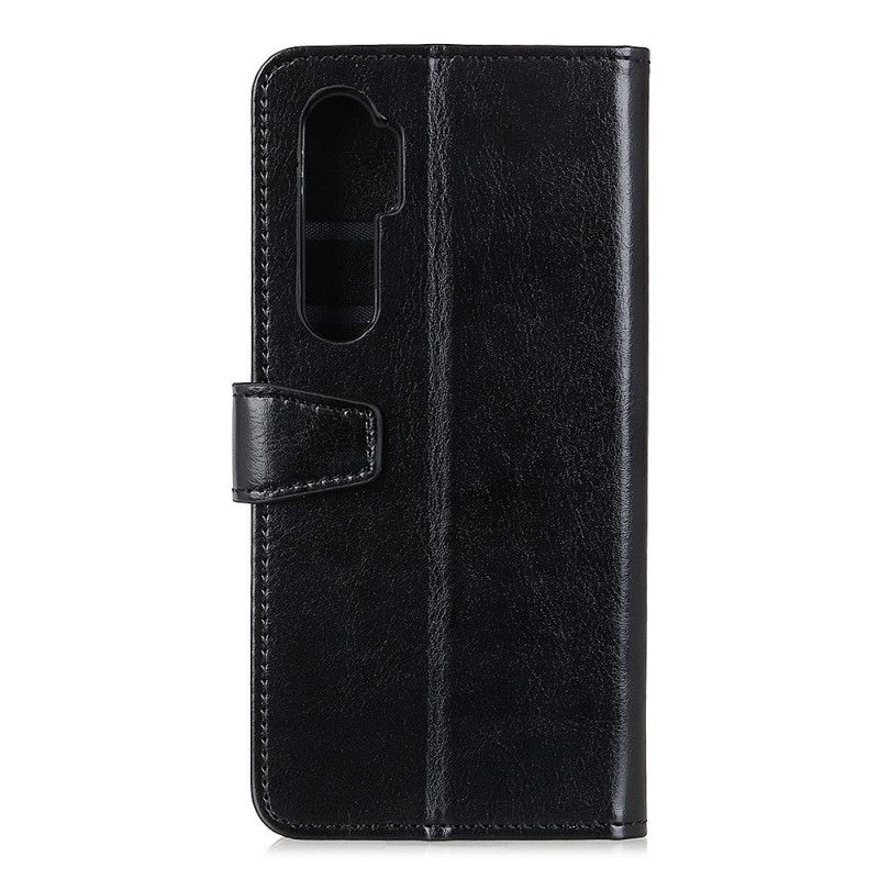 Bescherming Hoesje Xiaomi Mi Note 10 Lite Wit Zwart Lychee Kunstleer
