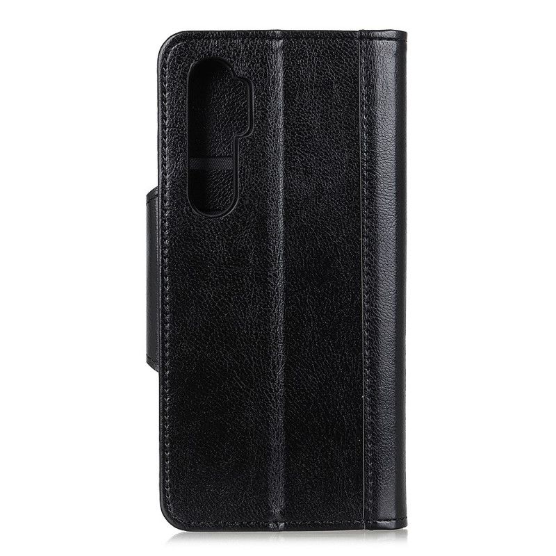 Bescherming Hoesje Xiaomi Mi Note 10 Lite Wit Zwart Sluiting Elegantie Van Imitatieleer