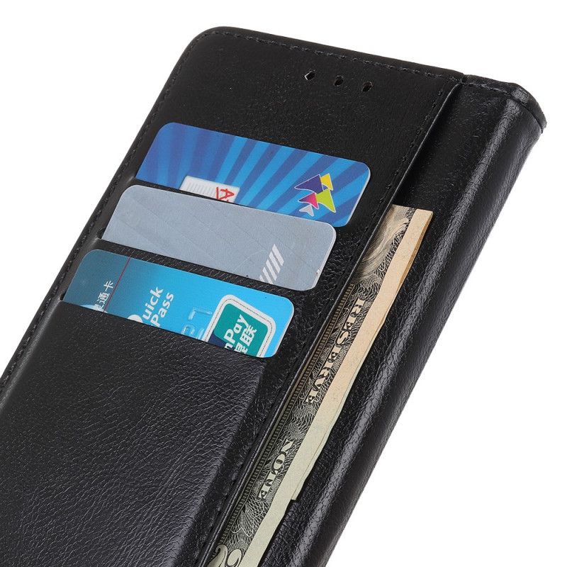 Bescherming Hoesje Xiaomi Mi Note 10 Lite Wit Zwart Sluiting Elegantie Van Imitatieleer