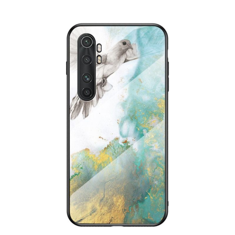 Case Hoesje Xiaomi Mi Note 10 Lite Wit Zwart Telefoonhoesje Marmeren Kleuren Gehard Glas