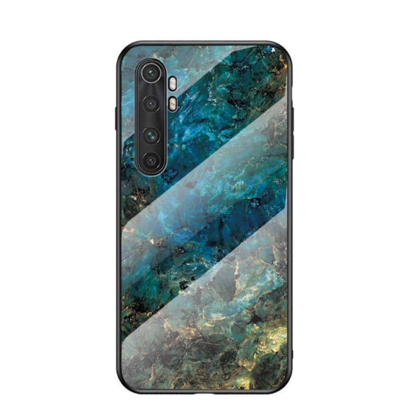 Case Hoesje Xiaomi Mi Note 10 Lite Wit Zwart Telefoonhoesje Marmeren Kleuren Gehard Glas