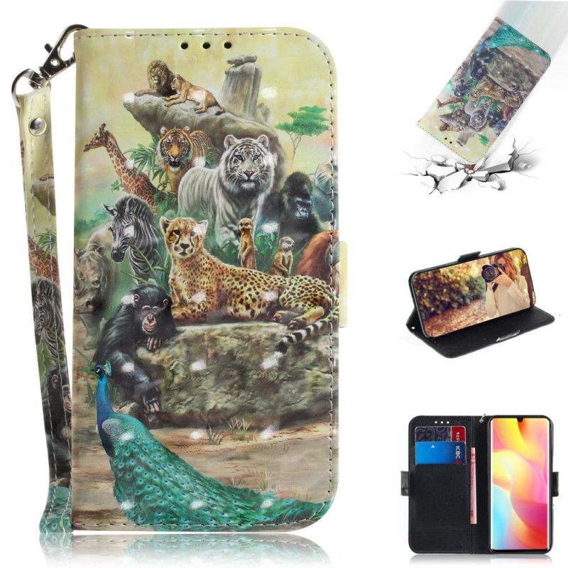 Cover Folio-hoesje Xiaomi Mi Note 10 Lite Telefoonhoesje String Safari Dieren