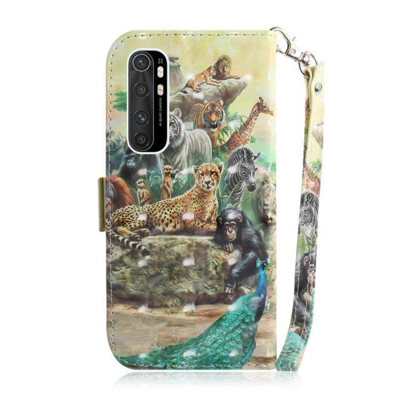 Cover Folio-hoesje Xiaomi Mi Note 10 Lite Telefoonhoesje String Safari Dieren