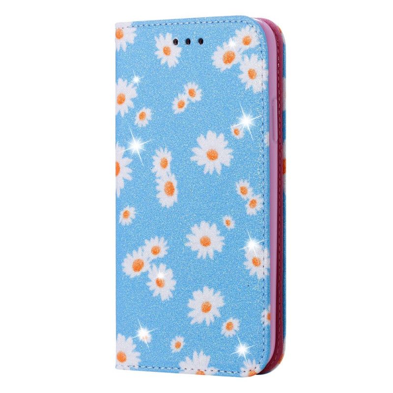 Folio-hoesje Xiaomi Mi Note 10 Lite Oranje Roze Telefoonhoesje Madeliefjes