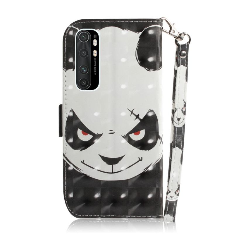 Leren Hoesje voor Xiaomi Mi Note 10 Lite Boze Panda Met String