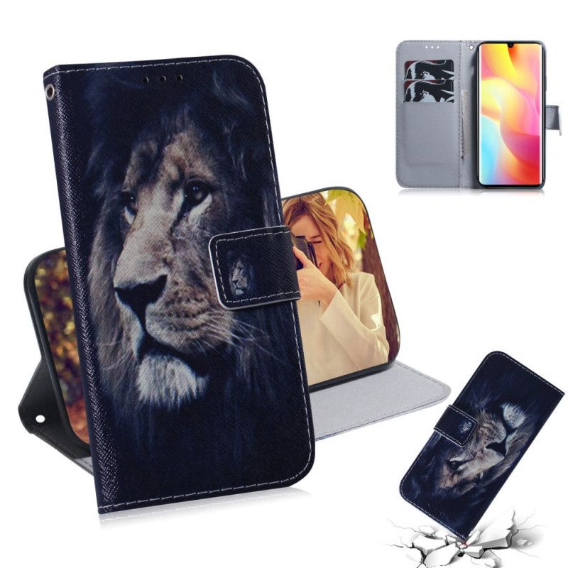 Leren Hoesje voor Xiaomi Mi Note 10 Lite Dromende Leeuw