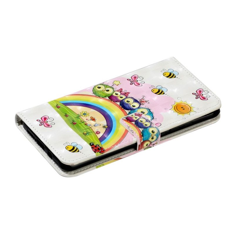 Leren Hoesje voor Xiaomi Mi Note 10 Lite Geel Magenta Uilenparadijs