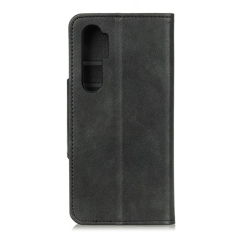 Leren Hoesje voor Xiaomi Mi Note 10 Lite Rood Zwart Knoop Imitatieleer