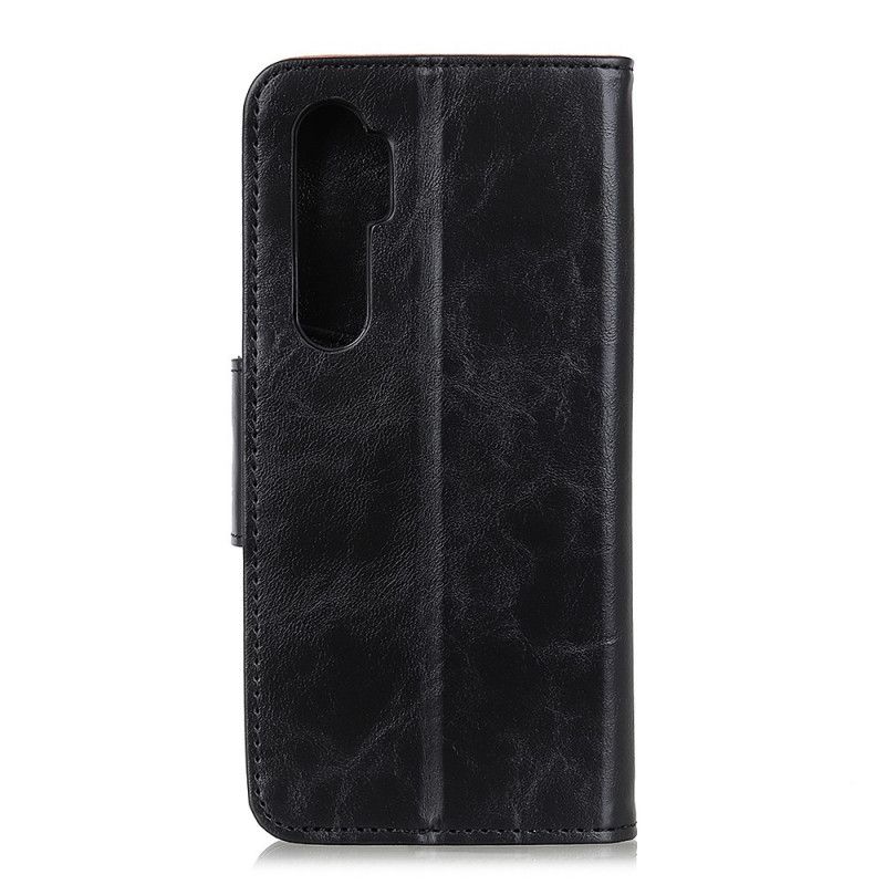 Leren Hoesje voor Xiaomi Mi Note 10 Lite Rood Zwart Omkeerbare Splitlederen Sluiting