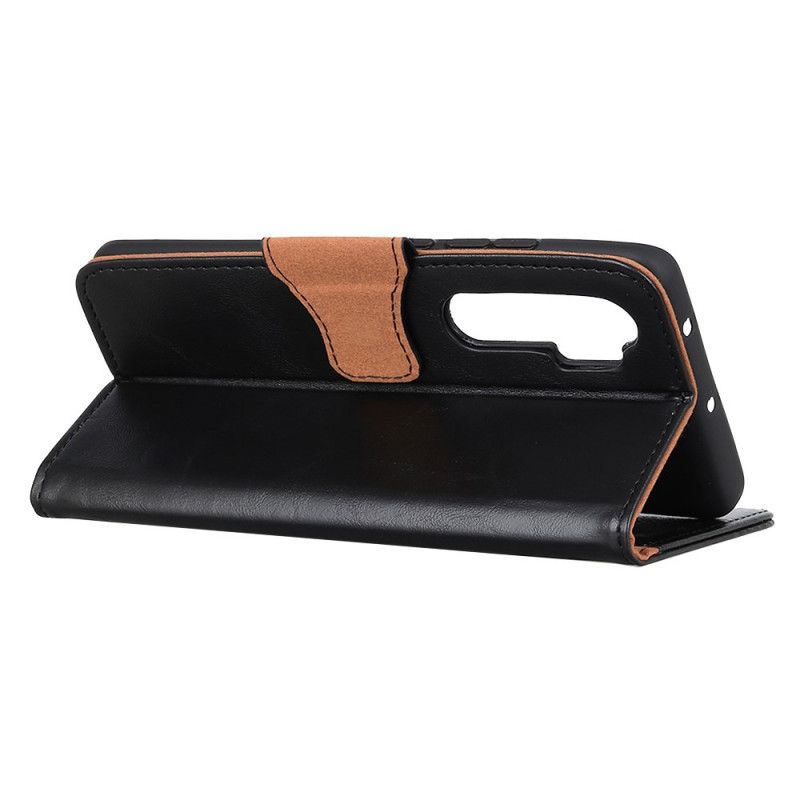 Leren Hoesje voor Xiaomi Mi Note 10 Lite Rood Zwart Omkeerbare Splitlederen Sluiting