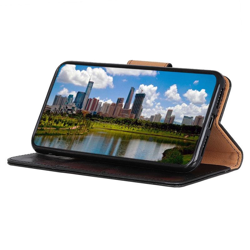 Leren Hoesje voor Xiaomi Mi Note 10 Lite Rood Zwart Omkeerbare Splitlederen Sluiting