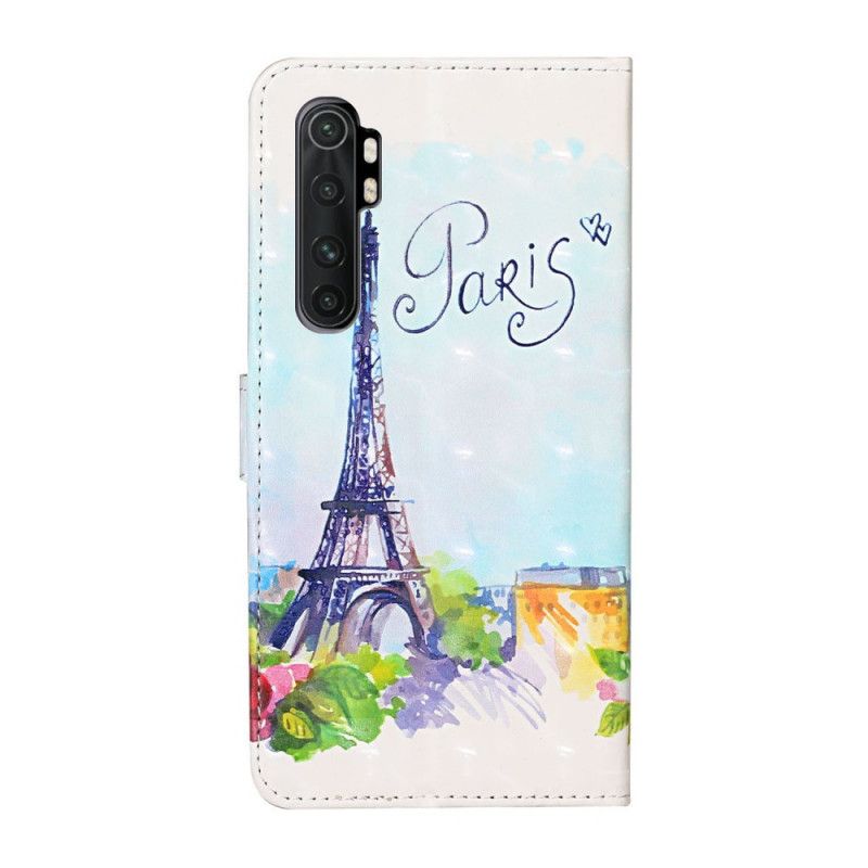Leren Hoesje Xiaomi Mi Note 10 Lite Eiffeltoren In Aquarel