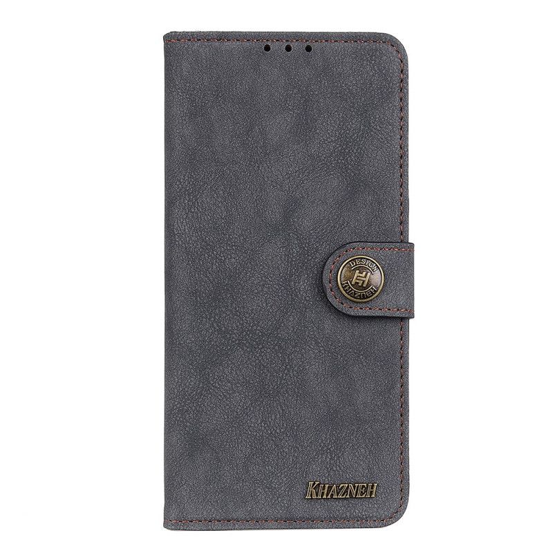 Leren Hoesje Xiaomi Mi Note 10 Lite Geel Grijs Retro Khazneh Splitleer