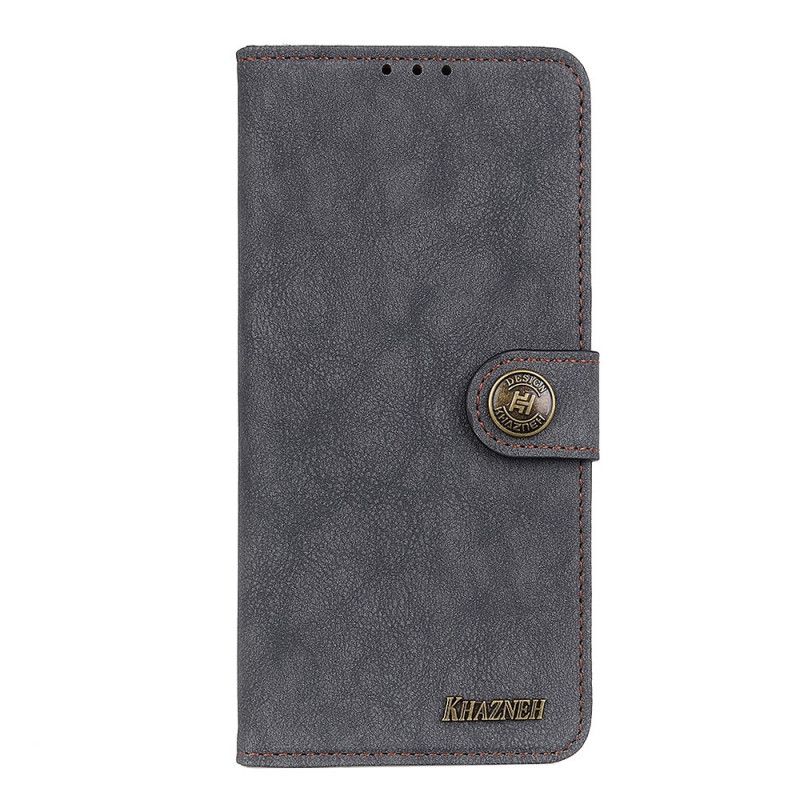 Leren Hoesje Xiaomi Mi Note 10 Lite Geel Grijs Retro Khazneh Splitleer