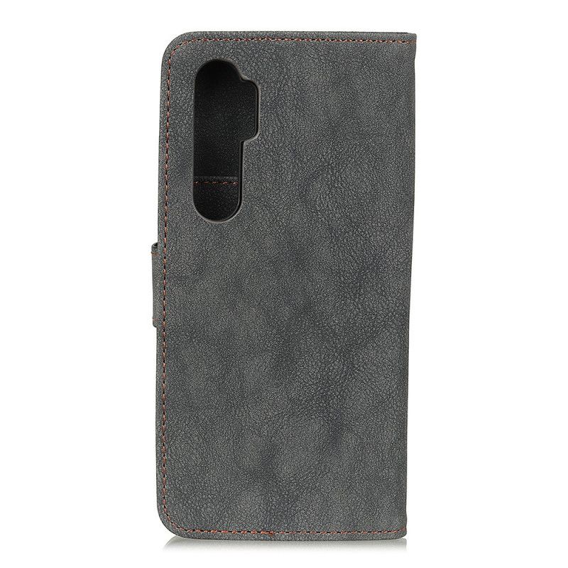 Leren Hoesje Xiaomi Mi Note 10 Lite Geel Grijs Retro Khazneh Splitleer