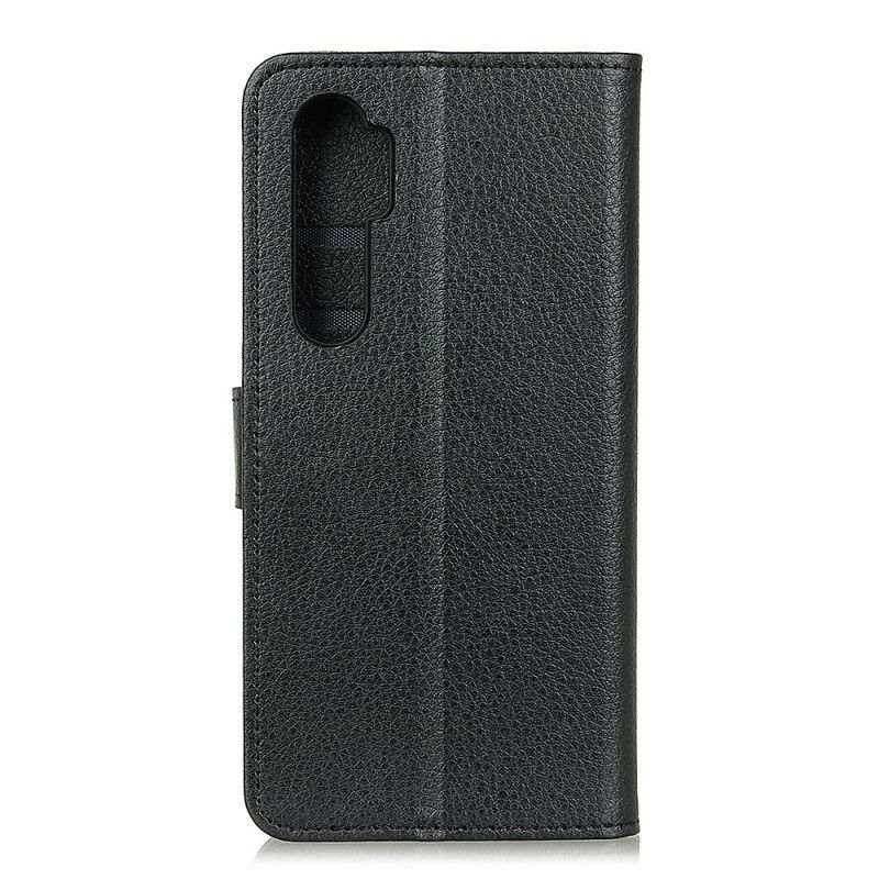 Leren Hoesje Xiaomi Mi Note 10 Lite Wit Zwart Traditioneel Kunstleer