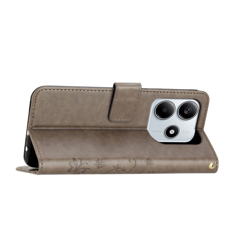Flip Case Leren Xiaomi Redmi Note 14 5g Bloemen En Vlinders