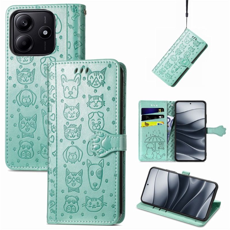 Flip Case Leren Xiaomi Redmi Note 14 5g Geanimeerde Dieren