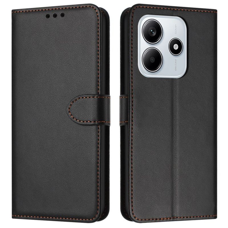 Flip Case Leren Xiaomi Redmi Note 14 5g Klassiek Kunstleer Met Bandje