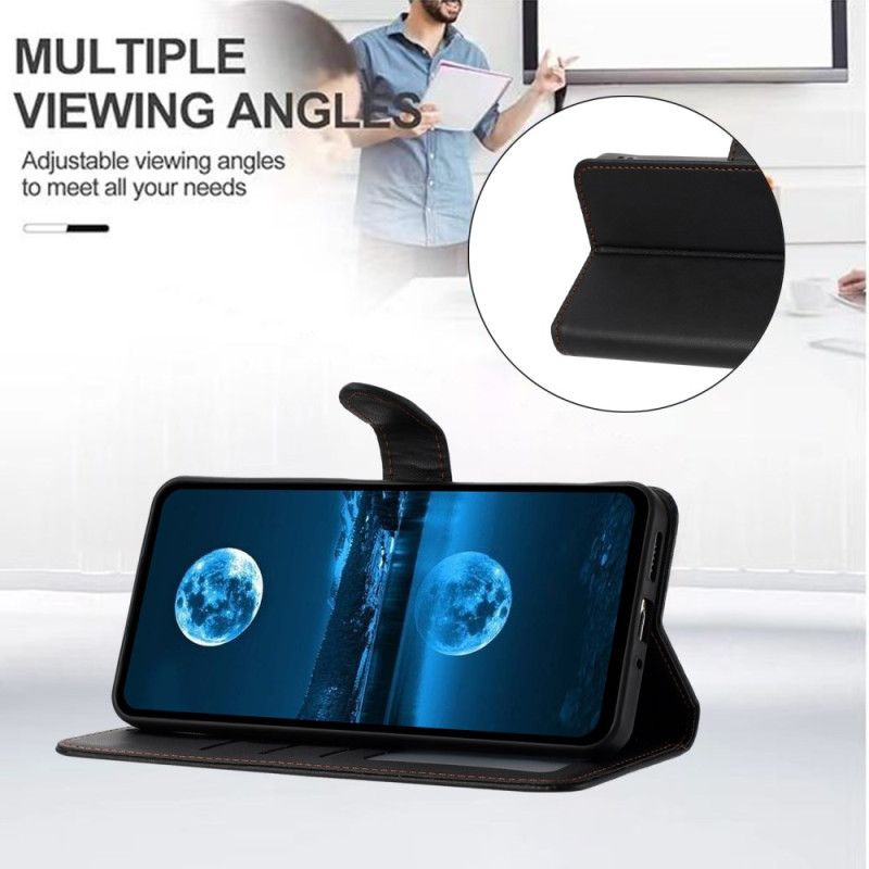 Flip Case Leren Xiaomi Redmi Note 14 5g Klassiek Kunstleer Met Bandje