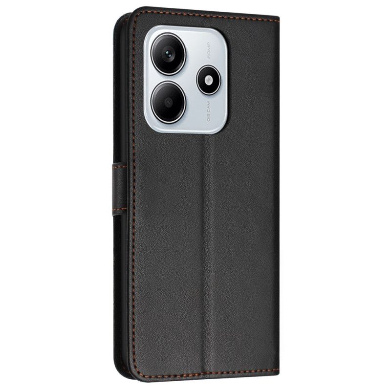 Flip Case Leren Xiaomi Redmi Note 14 5g Klassiek Kunstleer Met Bandje
