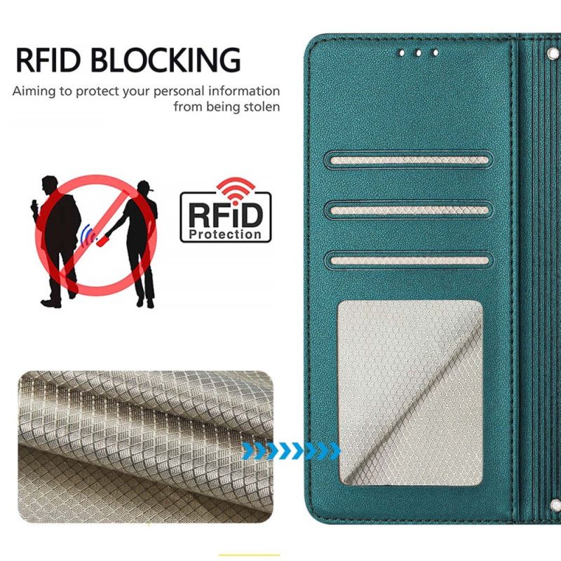 Flip Case Leren Xiaomi Redmi Note 14 5g Rfid-beschermende Kat Scène