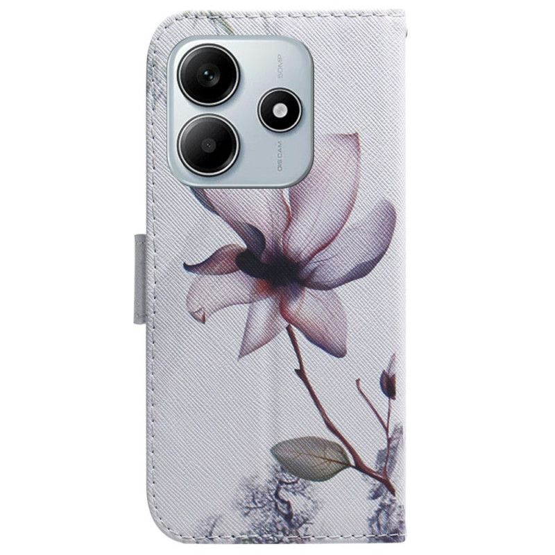 Flip Case Leren Xiaomi Redmi Note 14 5g Roze Bloem
