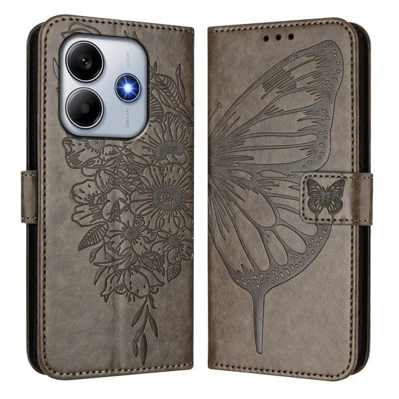 Flip Case Leren Xiaomi Redmi Note 14 5g Vlinderdesign Met Bandje