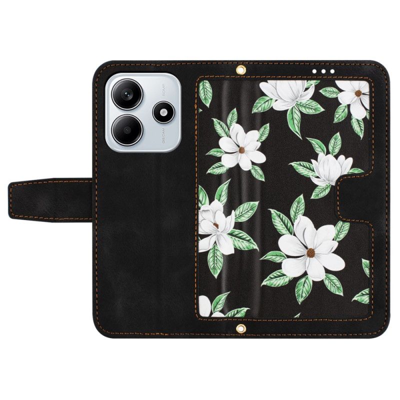 Folio-hoesje Xiaomi Redmi Note 14 5g Telefoonhoesje Bloemen Met Bandje