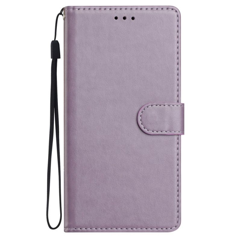 Folio-hoesje Xiaomi Redmi Note 14 5g Telefoonhoesje Effen Leerlook Met Bandje