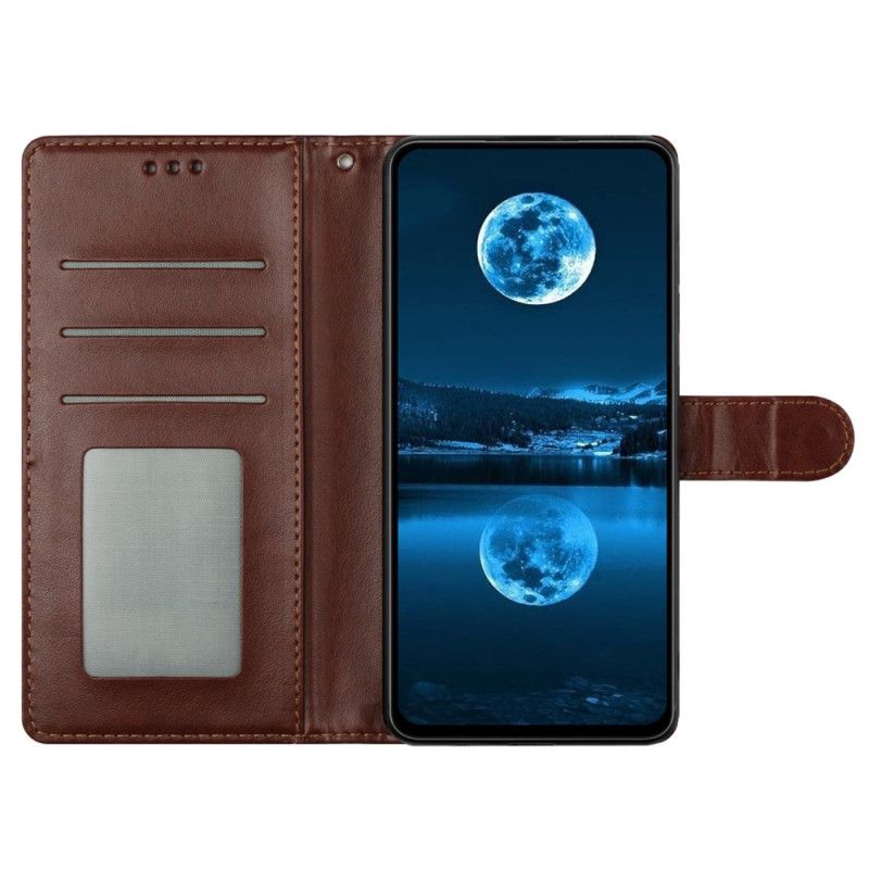 Folio-hoesje Xiaomi Redmi Note 14 5g Telefoonhoesje Effen Leerlook Met Bandje