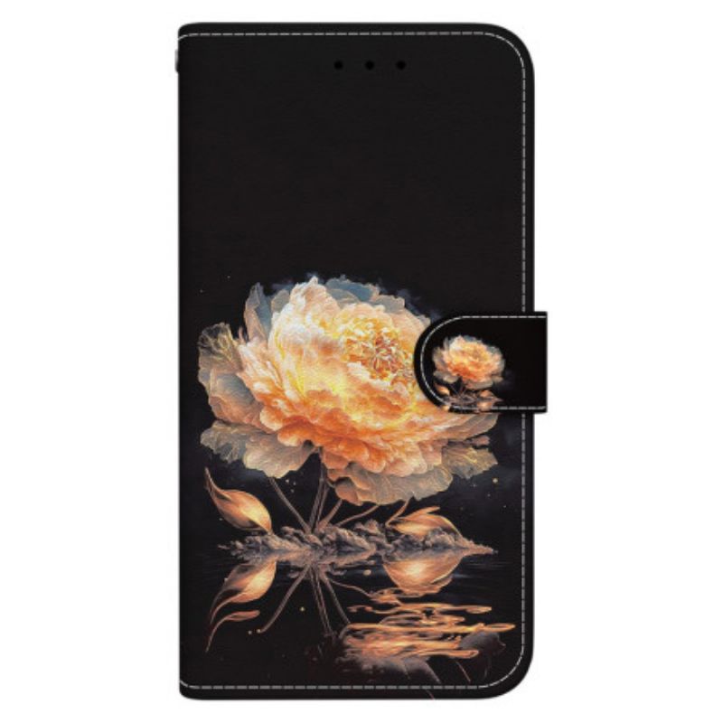 Folio-hoesje Xiaomi Redmi Note 14 5g Telefoonhoesje Gouden Pioenroos