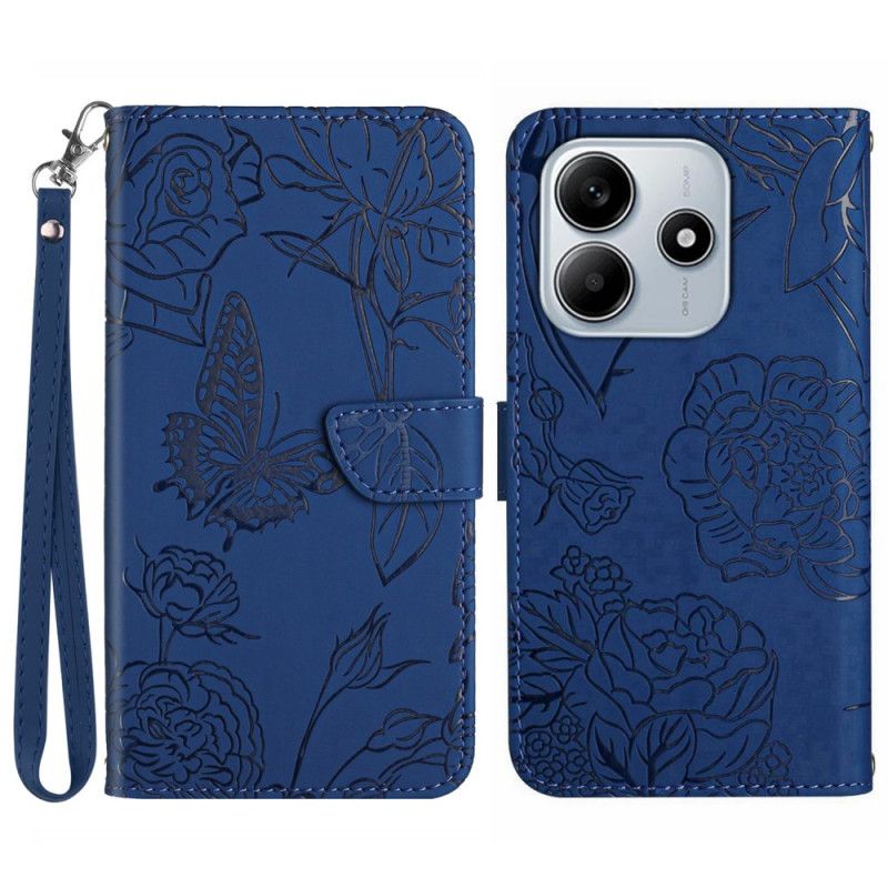 Folio-hoesje Xiaomi Redmi Note 14 5g Telefoonhoesje Vlinderprint Met Bandje
