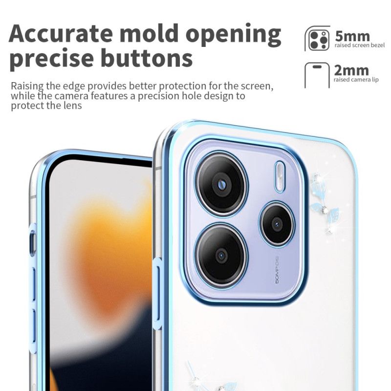 Hoesje Voor Xiaomi Redmi Note 14 5g Kadem Bloemen En Strass-steentjes