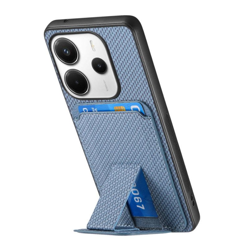 Hoesje Xiaomi Redmi Note 14 5g Kaarthouder Met Koolstofvezeltextuur