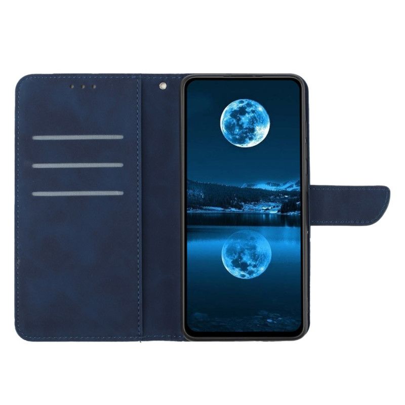 Leren Hoesje Voor Xiaomi Redmi Note 14 5g Bandjes Met Lijnen En Trekkoordjes
