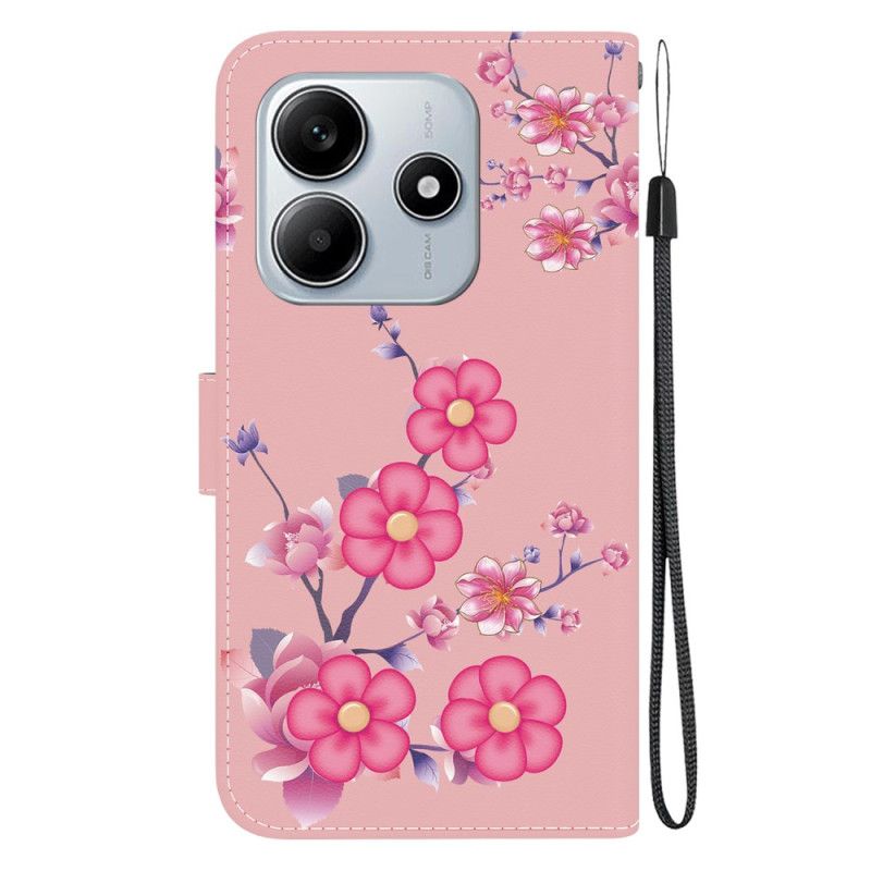 Leren Hoesje Voor Xiaomi Redmi Note 14 5g Sakura-patroon