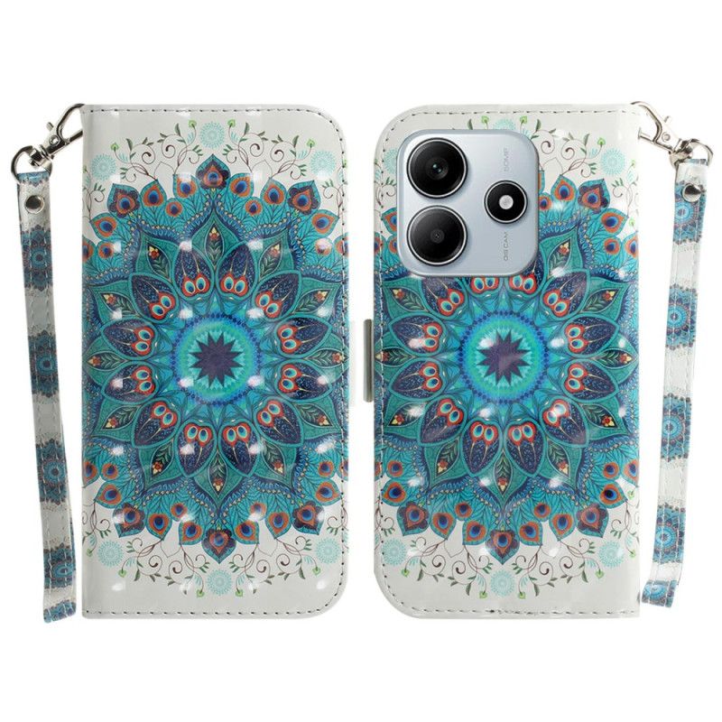 Leren Hoesje Voor Xiaomi Redmi Note 14 5g Sleutelkoord Met Groene Mandala