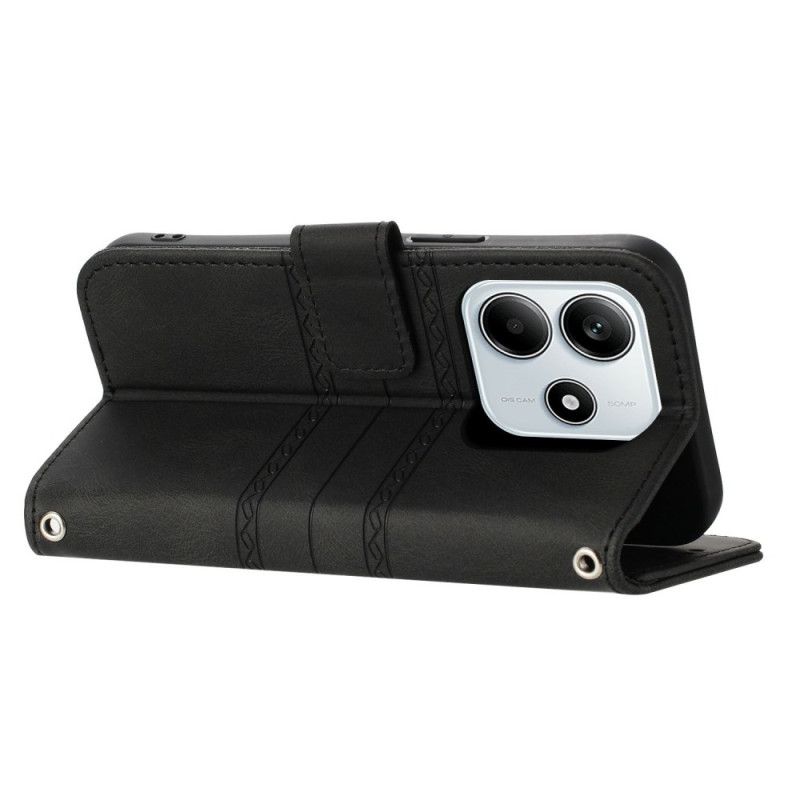 Leren Hoesje Xiaomi Redmi Note 14 5g Friespatroon Met Bandje Bescherming Hoesje