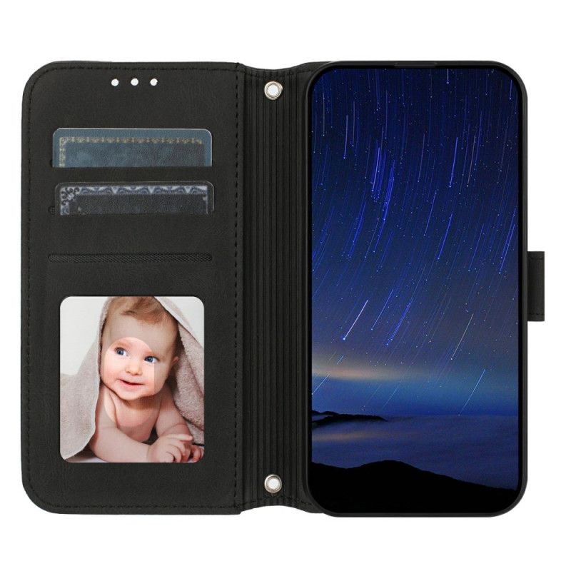 Leren Hoesje Xiaomi Redmi Note 14 5g Friespatroon Met Bandje Bescherming Hoesje