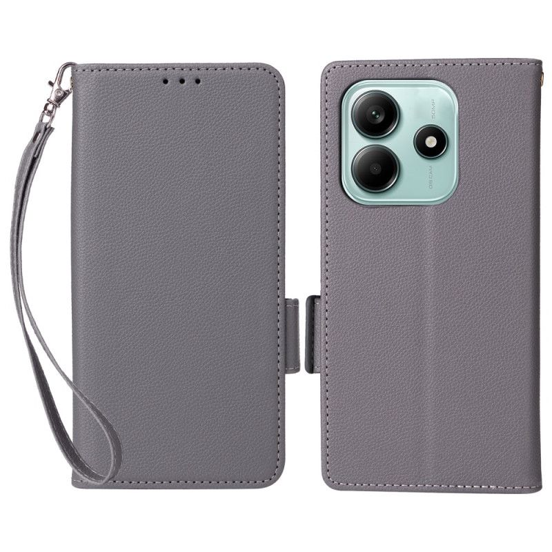 Leren Hoesje Xiaomi Redmi Note 14 5g Lychee Textuur Met Bandje Bescherming Hoesje