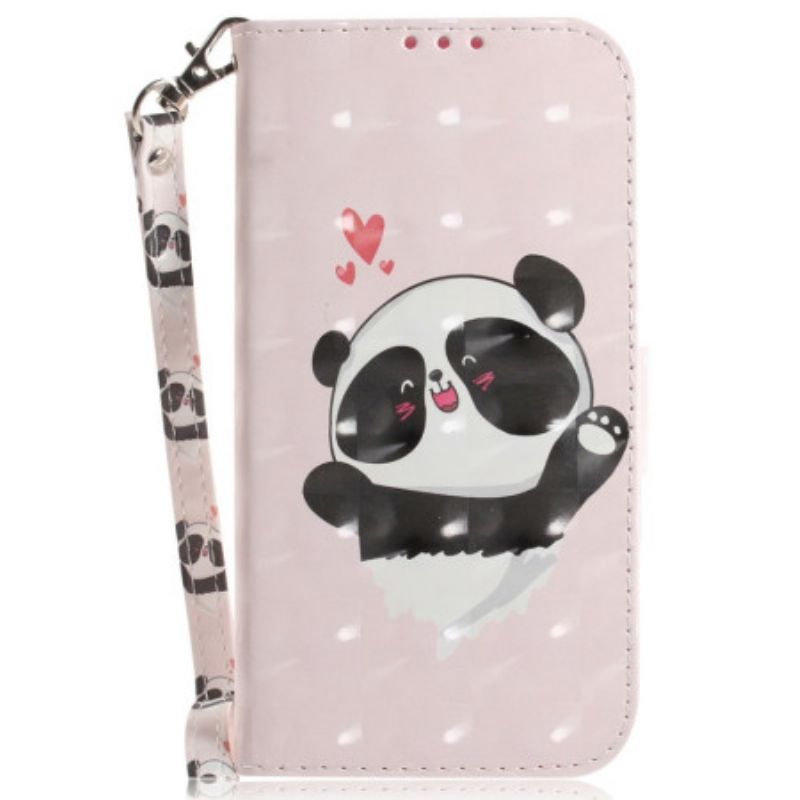 Leren Hoesje Xiaomi Redmi Note 14 5g Panda Love Met Sleutelkoord Bescherming Hoesje