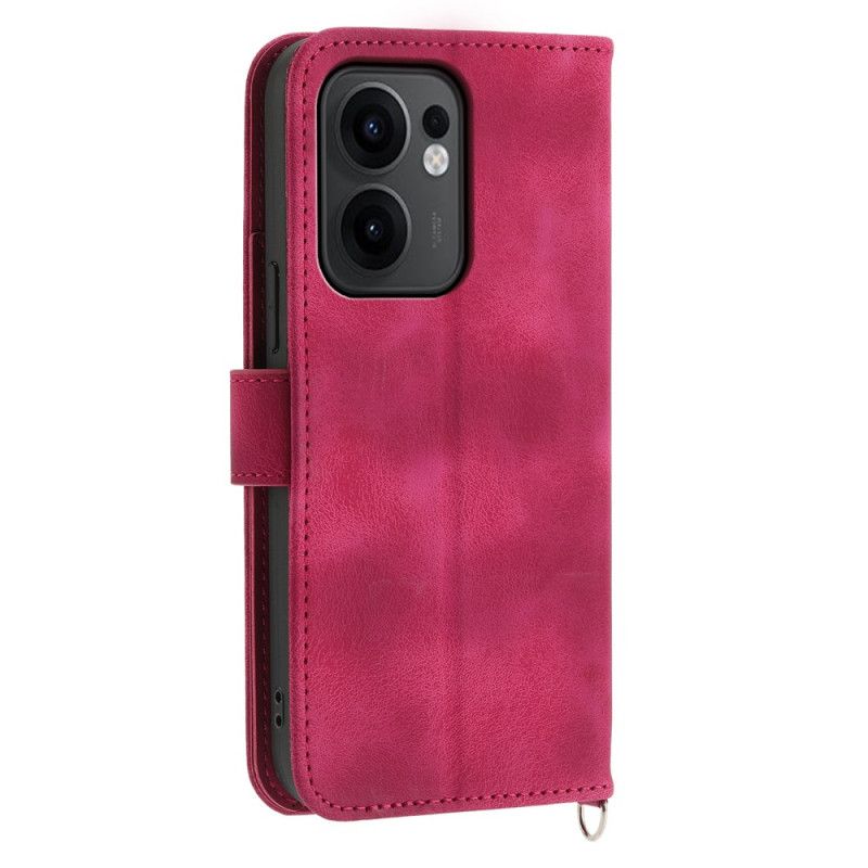 Leren Hoesje Oppo Reno 13f 4g / 5g / 13 Fs 5g Suède Kantlook Met Bandje En Schouderband Bescherming Hoesje