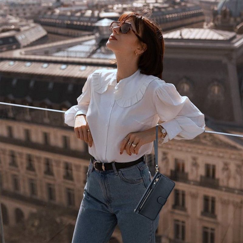 Leren Hoesje Oppo Reno 13f 4g / 5g / 13 Fs 5g Vak Met Rits En Kaarthouder