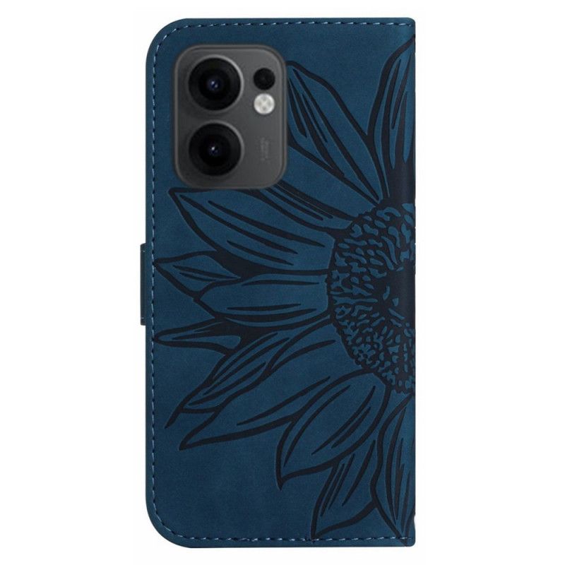 Leren Hoesje Voor Oppo Reno 13f 4g / 5g / 13 Fs 5g Schoudertas Met Zonnebloemprint