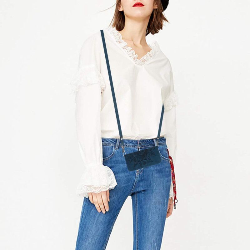 Leren Hoesje Voor Oppo Reno 13f 4g / 5g / 13 Fs 5g Schoudertas Met Zonnebloemprint