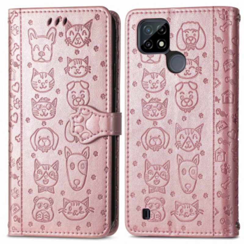 Leren Hoesje voor Realme C21 Geanimeerde Dieren